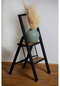 Scară pliabilă cu înveliș antiderapant din aluminiu Wenko Stepladder II, negru