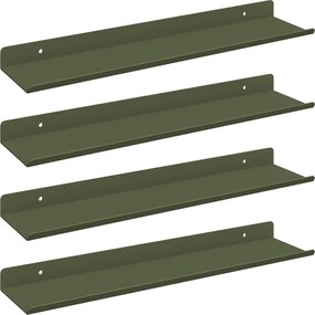 vidaXL Raft suspendat 4 pcs Verde măsliniu 40 x 9 x 2,5 cm Oțel