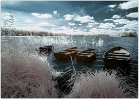 Tablou - Bărci de lemn pe lac (70x50 cm)