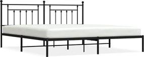 vidaXL Cadru de pat metalic cu tăblie, negru, 200x200 cm