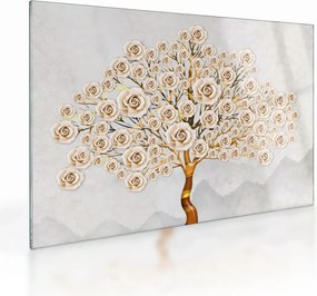 Tablou pe sticlă cu copac cu flori (70x50 cm)