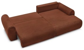 Colțar cărămiziu extensibil cu tapițerie din catifea reiată (cu colț pe partea dreaptă) Lucien – Bobochic Paris