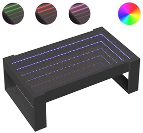 847638 vidaXL Măsuță de cafea cu LED infinity, negru, 90x53x30 cm