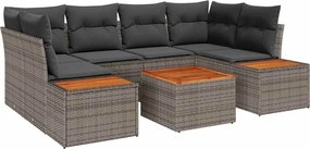 vidaXL Set de canapele pentru grădină cu pernă 6 pcs Gri Rattan poli