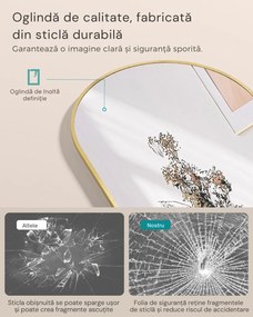 Oglindă rotunjită UMBRA, 160x50 cm, auriu SongmicsHome