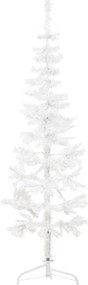 vidaXL Jumătate brad de Crăciun subțire cu suport, alb, 180 cm