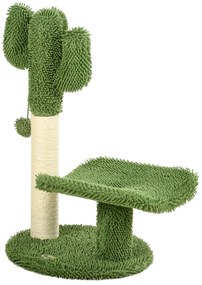 Copac de 55,5cm in Forma de Cactus pentru Pisici de Interior, Turn pentru Pisici cu Stalpi de Zgariat, Pat, Minge, Verde PawHut | Aosom Romania