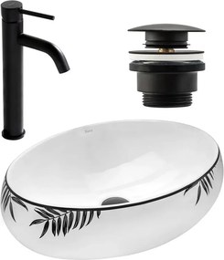 Set lavoar pe blat Rea Shila + baterie Lungo + ventil Click-Clack universal