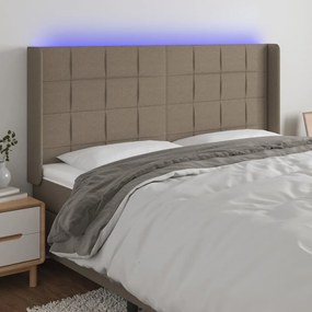 3124074 vidaXL Tăblie de pat cu LED, gri taupe, 203x16x118/128 cm, textil