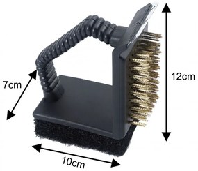 Perie de curatat gratar 3in1 Kinghoff KH 1913, 12x10x7 cm, Maner ergonomic, Universal, Negru