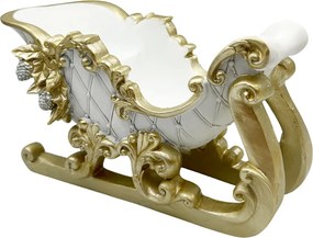 Figurina Sanie de Craciun alba cu elemente aurii IMPERIALE, 28cm