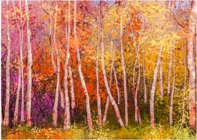 Tablou pe sticlă - Pădurea colorată (70x50 cm)
