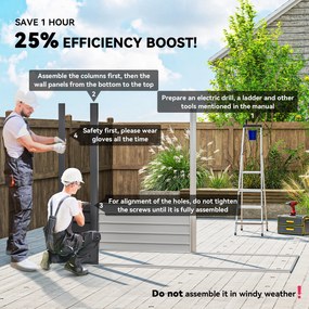 Outsunny Sopron de Gradina de 8 x 4FT Galvanizat Sopron din Metal