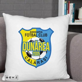 Perna Personalizata AFC Dunarea Calarasi 2005 Fotbal, 40x40 cm, Alb Pufos, Husa Detasabila, Perna Inclusa, BEKZ®