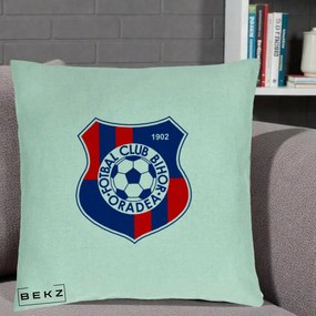 Perna Personalizata FC Bihor Oradea 1902 Fotbal, 40x40 cm, Verde Menta, Husa Detasabila, Perna Inclusa, BEKZ®