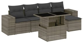 3269130 vidaXL Set mobilier grădină cu perne, 6 piese, gri, poliratan