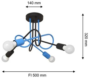 Lustră aplicată OXFORD 4xE27/15W/230V negru/albastru