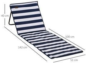 Outsunny Set 2 Șezlonguri Pliabile cu Unghi Reglabil și Buzunar cu Fermoar, 142x51x40 cm, Albastru | Aosom Romania