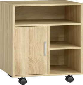 HOMCOM Dulăpior pentru Imprimantă cu Rafturi Deschise și Compartiment din Lemn, 60x50x65,5 cm, Nuanță Lemn | Aosom Romania