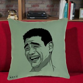 Perna Decorativa Yao Ming Meme, 40x40 cm, Verde, Husa Detasabila, Perna Inclusa, BEKZ®