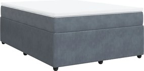 vidaXL Pat box spring cu saltea, gri închis, 160x200 cm, catifea
