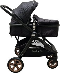 Carucior nou nascuti 2 in 1 Baby Care X2S, Maner reversibil, Cu geanta bebe, Amortizoare, Roti din cauciuc plin AVE, Spatar reglabil 3 trepte, Plasa