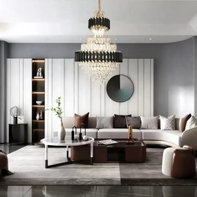 Candelabru Cristal Elit'S Leonidas, 15x E27 Auriu-Negru, 60x90 cm
