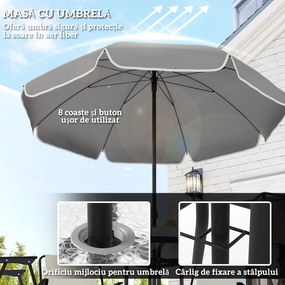 Outsunny Set de Mobilier de Grădină din 6 Piese cu Umbrelă de Soare,  Masă și Scaune Pliante, Ф80x70 cm, Alb Crem | Aosom Romania