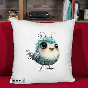 Perna Decorativa Pui Teal cu Aripioare Ornamentale, 40x40 cm, Alb Pufos, Husa Detasabila, Perna Inclusa, BEKZ®