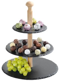 Kesper 38119 Suport rotund din ardezie, 3 etaje,30 x 34 x 30 cm