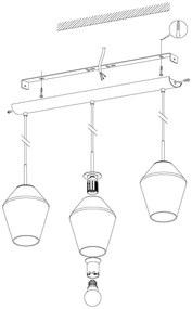 Eglo 96774 - Lustră suspendată pe cablu MURMILLO 3xE27/28W/230V