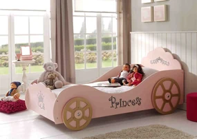 Set Pat Royal Princess Pinky și Saltea pentru Copii, 2 Piese, Roz (MDF) – Auto – Vipack