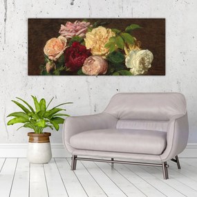 Tablou - Henri Fantin-Latour, Roses de Nice on a Table, reproducere (120x50 cm)