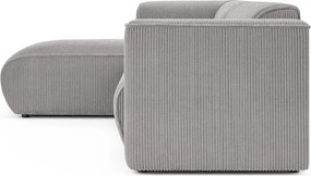 Colțar gri deschis cu tapițerie din catifea reiată (cu colț pe partea stângă/cu șezlong) Merid – Ropez