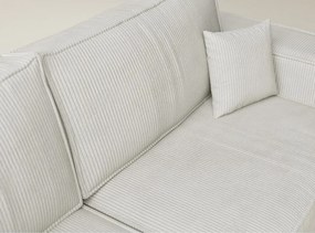 Colțar crem extensibil/cu spațiu de depozitare cu tapițerie din catifea reiată (cu colț pe partea stângă/în formă de ”L”) Tonga – Maison de Rêve