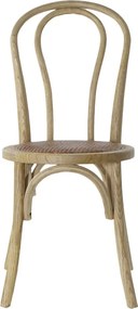 Scaun dining natur din lemn masiv de ulm cu șezut și spătar împletit din rattan, 89x43x44 cm, „Manoir"