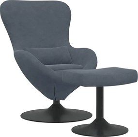 vidaXL Scaun Egg cu Taburet Gri închis Catifea