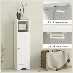 HOMCOM Mobilier baie mobilier toaletă WC depozitare îngust cu raft ajustabil economie spațiu pentru spații mici alb | Aosom Romania