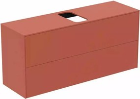 Dulap baza suspendat Ideal Standard Atelier Conca 2 sertare si blat cu decupaj central 120 cm rosu - oranj mat