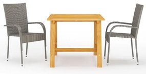 vidaXL Set mobilier de grădină, 3 piese, gri