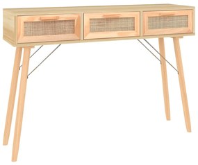 345629 vidaXL Masă consolă maro 105x30x75 cm lemn masiv pin și ratan natural