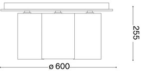 Plafonieră Ideal Lux DAISY 6xE27/52W/230V d. 60 cm auriu/alb
