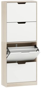 HOMCOM Dulap Subțire pentru Pantofi cu 4 Sertare pentru 16 de Perechi de Pantofi 62.5x26x156 cm, Culoare Lemn și Alb | Aosom Romania