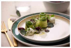 Farfurie albă/verde din gresie ø 27 cm Gastro White/Green – Bitz