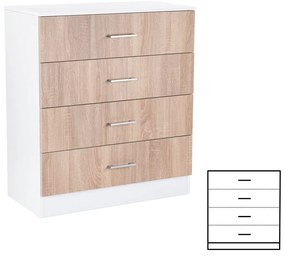 Comodă Miami cu 4 sertare 80x92 cm stejar sonoma-alb