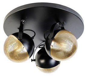 Proiector industrial negru cu alamă 3 lumini - Haicha
