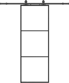 vidaXL Ușă glisantă cu set de feronerie neagră 76x205 cm Sticlă ESG
