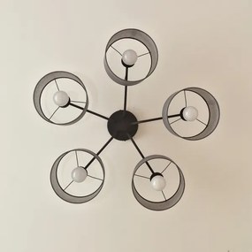 Lustră aplicată ALBA, 5x E27, 15W, 230V, gri