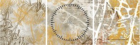 Tablou - Vintage perete cu flori (cu ceas) (90x30 cm)