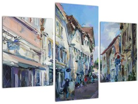 Tablou - Strada orașului vechi, pictură acrilică (90x60 cm)